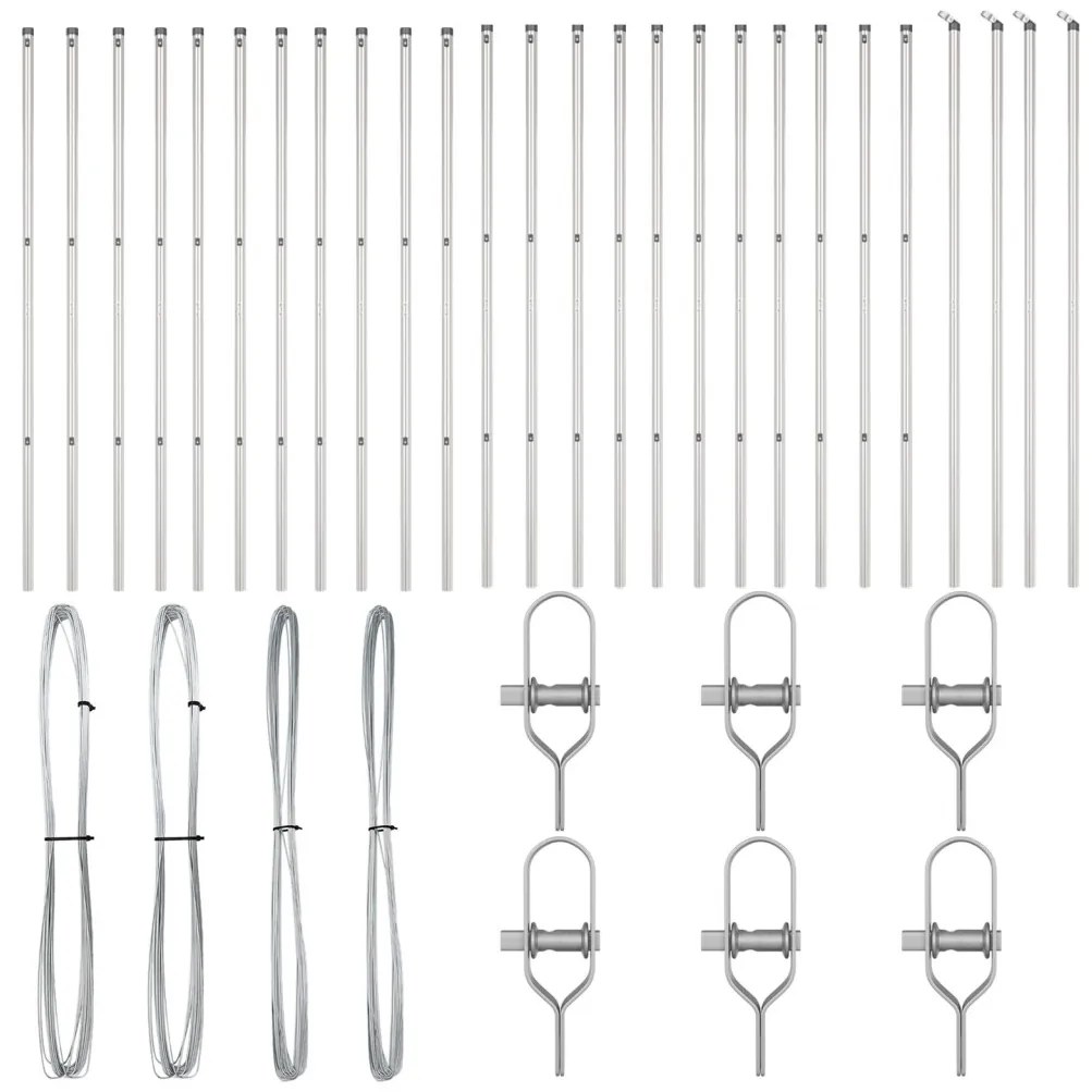 Kerítésoszlopok 26 db Ø32 mm 150 cm Horganyzott Acél