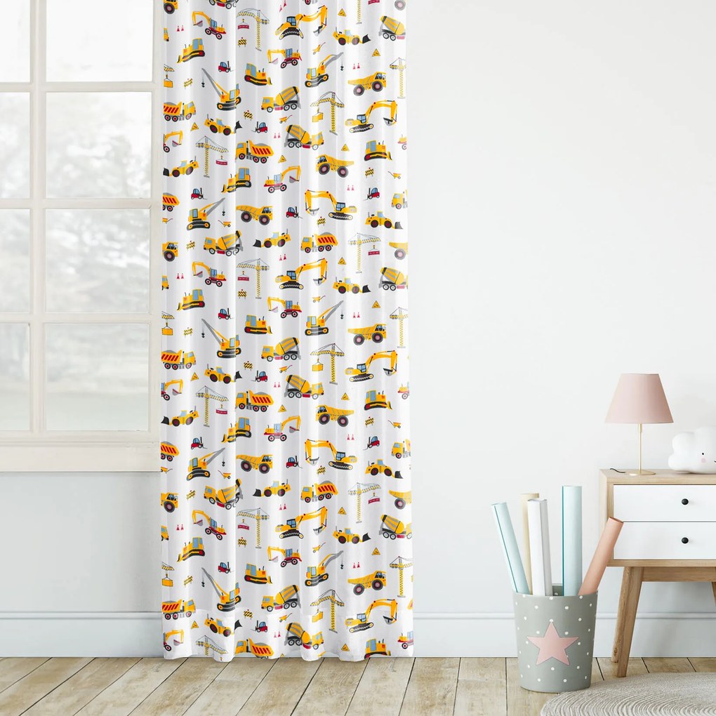 Goldea pamut gyerekfüggöny - teherautók és kotrógépek 220x150 cm