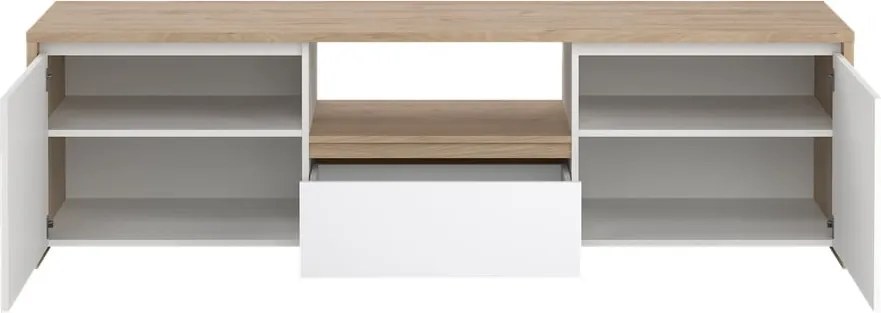 Fehér-natúr színű TV-állvány tölgyfa dekorral 179x52x48 cm Next – Tvilum