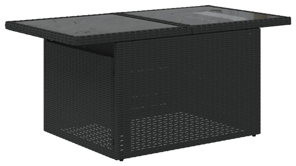 6 részes kerti kanapészett párnákkal - Fekete poly rattan