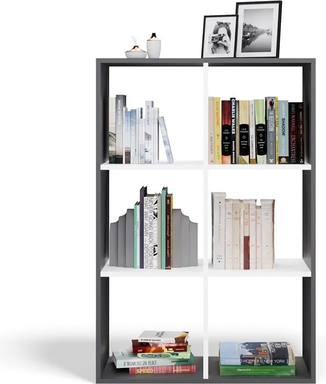 Malax 2x3 polc, 110x75x30 cm, antracit-fehér