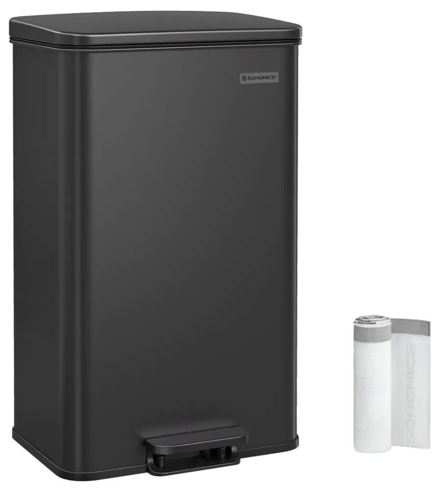 Pedálos szemeteskuka 40L, fekete, 15 szemeteszsákkal