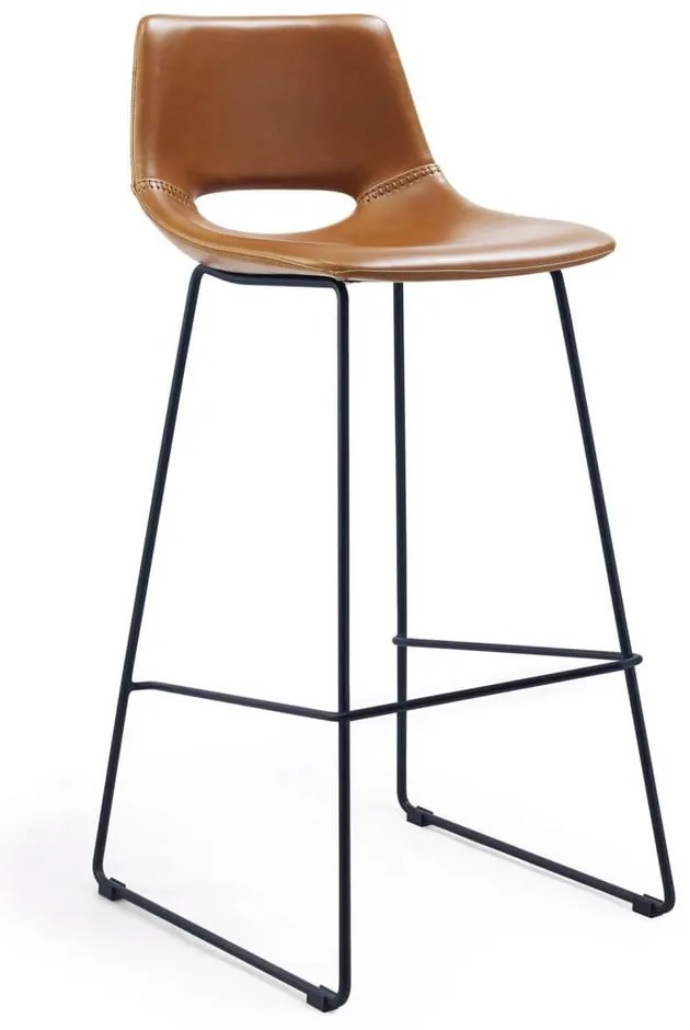 Konyakbarna bőrutánzat bárszék (ülésmagasság 76 cm) Zahara – Kave Home