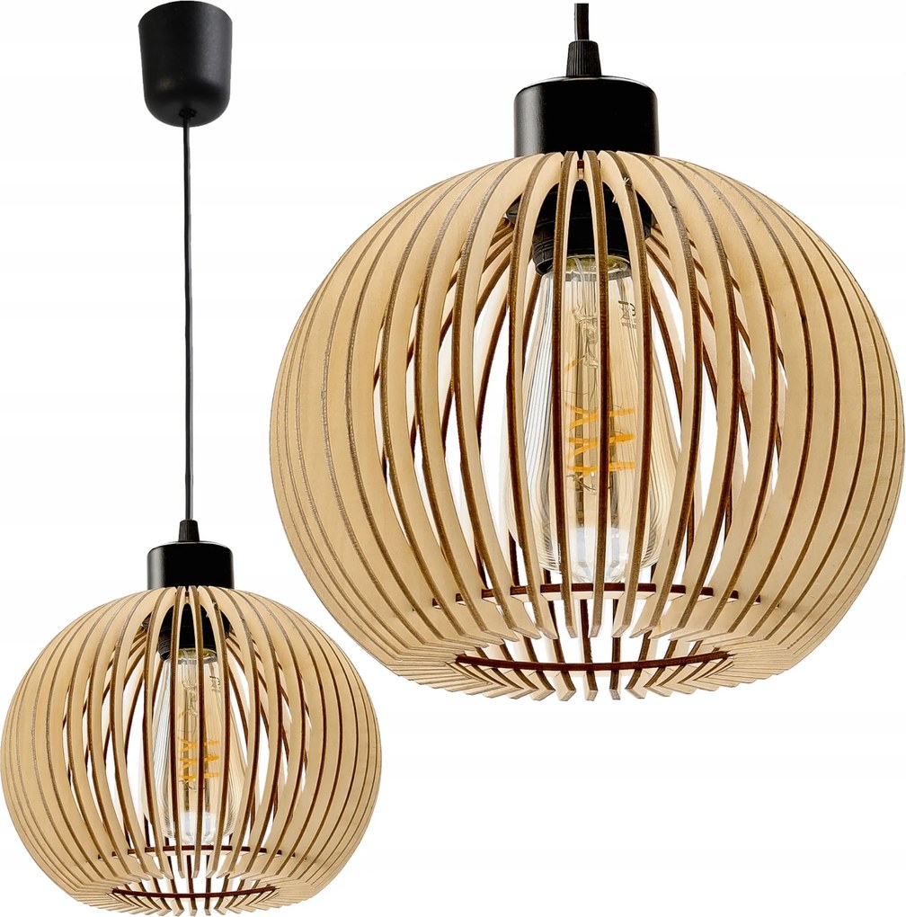 Led Mennyezeti Lámpa Függő Nappaliba 1xE27 Állítható Fa Luca05