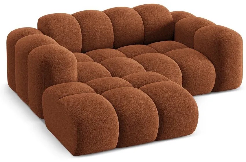 Terrakotta színű zsenília sarokkanapé (bal oldali-heverő résszel) Treno – Cosmopolitan Design