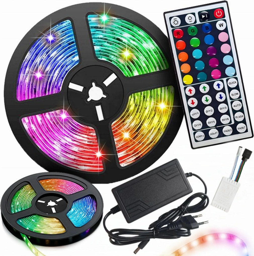 Led Szalag 5M Rgb Távirányító Vízálló SMD5050 Szett Színes Led Szalag