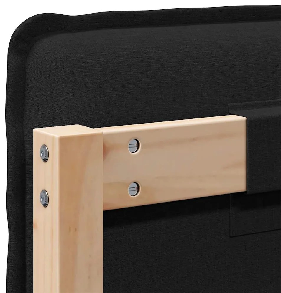 Kárpitozott fejtámla Természetes és fekete 200 cm Tömör fenyőfa