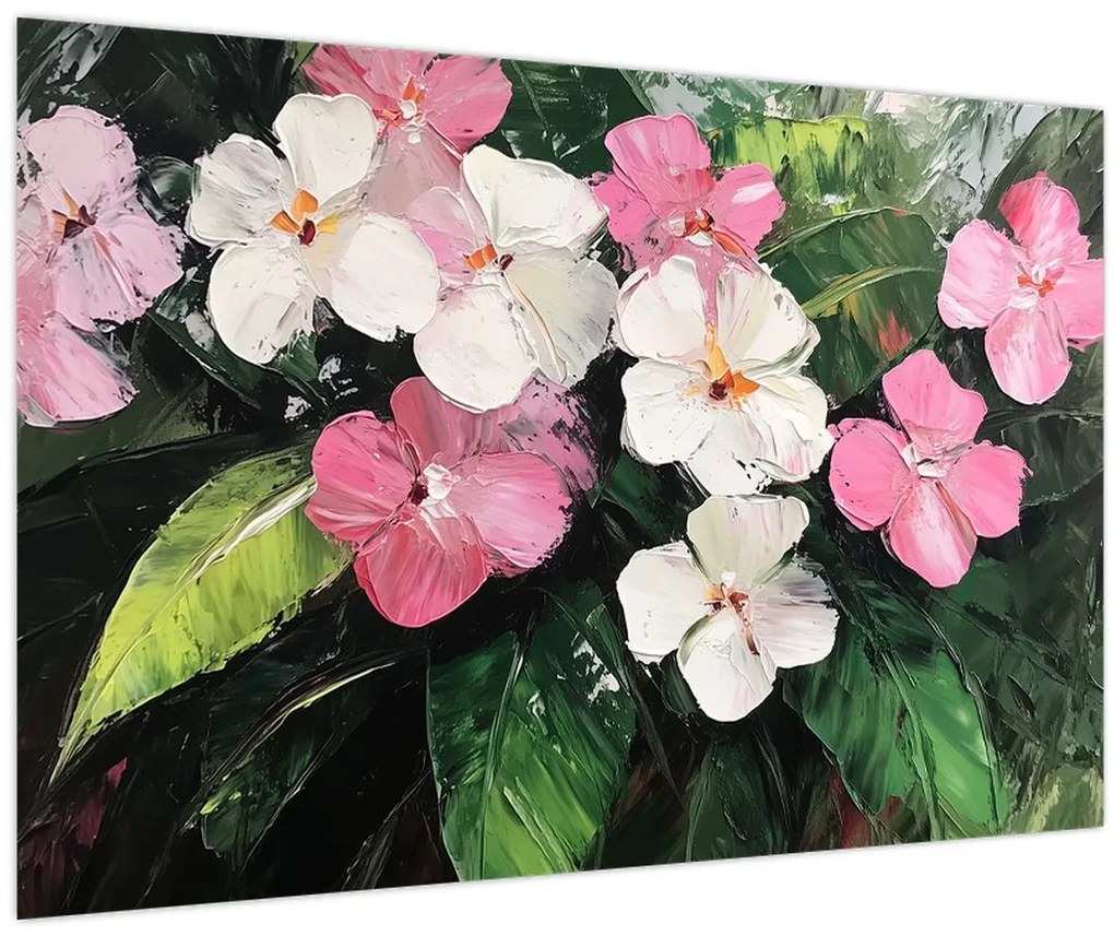 Kép - Rózsaszín és fehér virágok (90x60 cm)