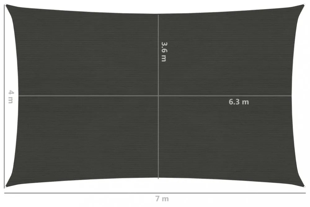 antracitszürke HDPE napvitorla 160 g/m² 4 x 7 m