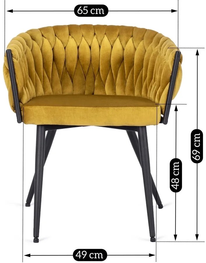 Elegáns Bársony Étkezőszék Mustár Színben. EMPOLI