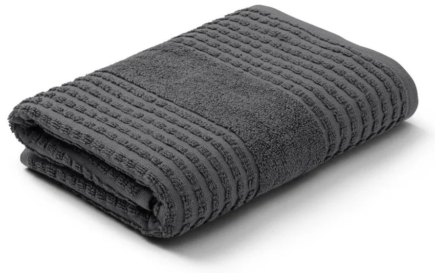 Sötétszürke frottír bio pamut törölköző 50x100 cm Check – JUNA