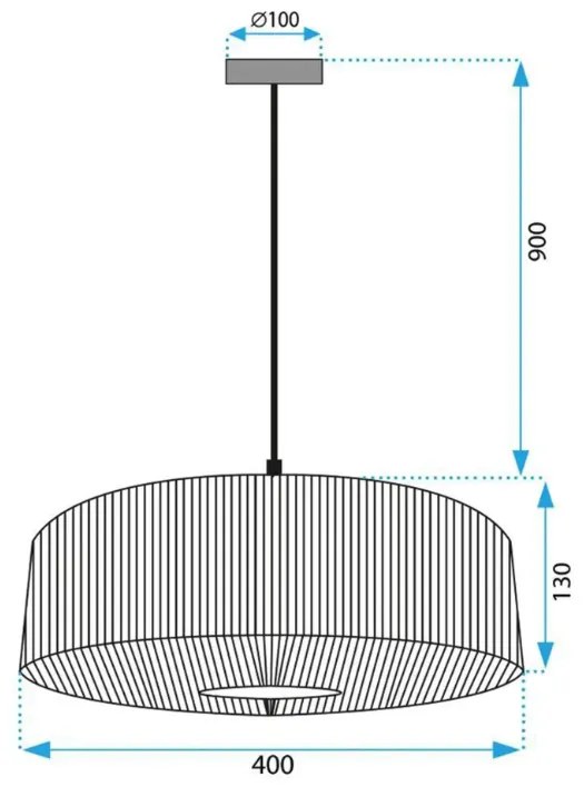 Függőlámpa jutából és fémből 60W fekete