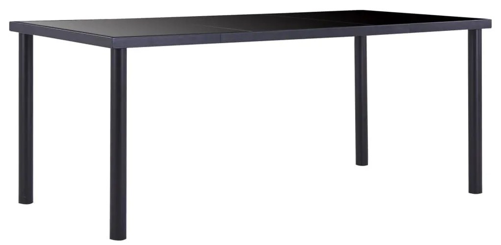 Fekete edzett üveg étkezőasztal 180 x 90 x 75 cm
