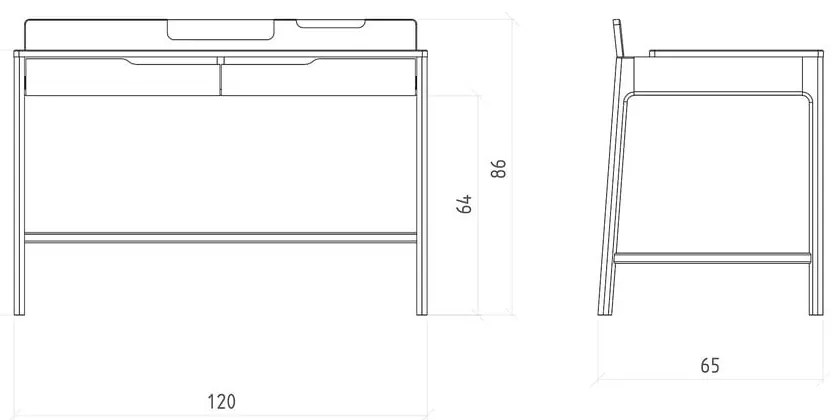 Tölgyfa íróasztal 65x120 cm Twig – The Beds