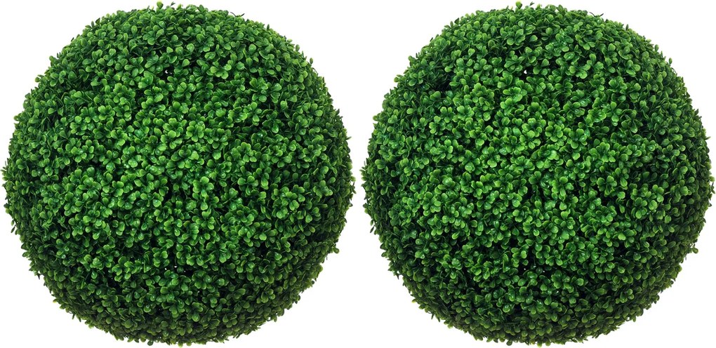 HOMCOM 2 db Műboxwood Topiary Golyo Ø50cm, Dekoratív Beltéri és Kültéri Műnövények, Zöld | Aosom