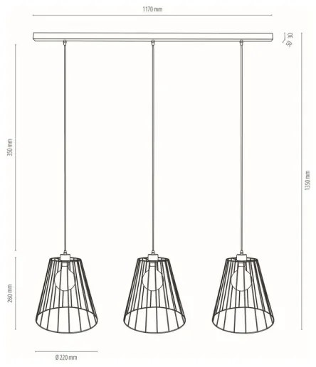 Spot-Light DO19319304 - ORAZIO 3 ágú függeszték 3xE27/60W/230V fenyő