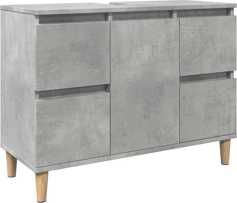 vidaXL betonszürke szerelt fa mosdószekrény 80 x 33 x 60 cm