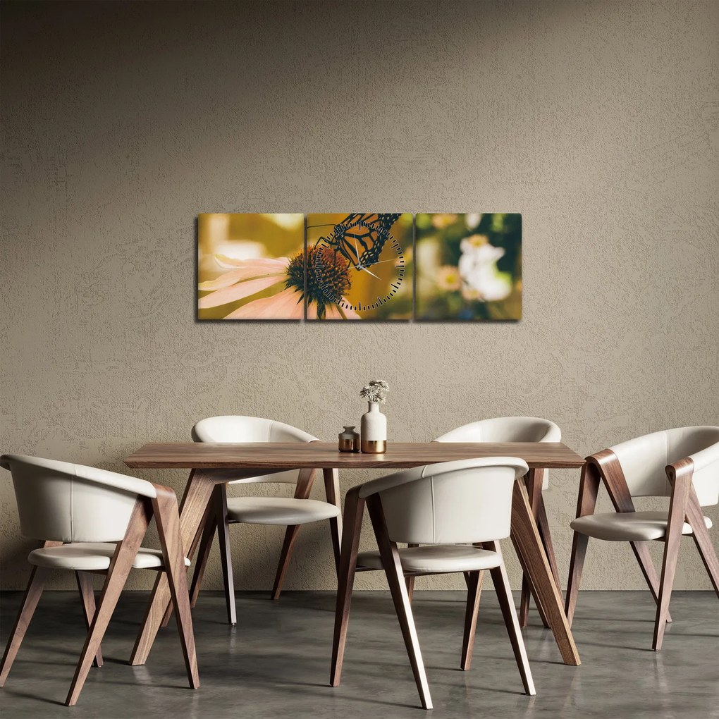 Pillangó képe a virágon (órával) (90x30 cm)