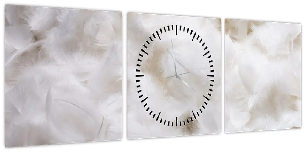 Kép - Fehér tollak (órával) (90x30 cm)