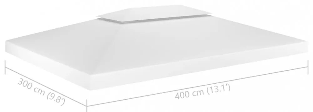 fehér kétszintes pavilon-tetőponyva 310 g/m² 4 x 3 m