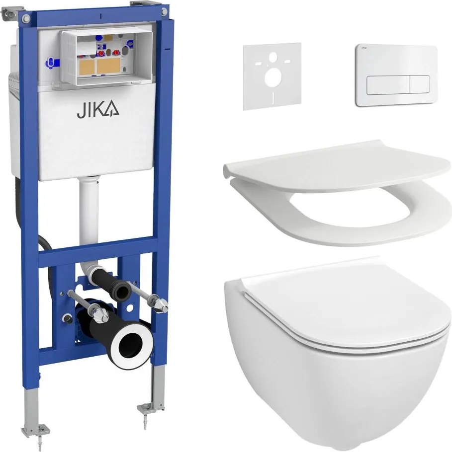 Falra szerelhető WC + MIO WC-ülőke + DUAL nyomólap + falba építhető modul + alátét