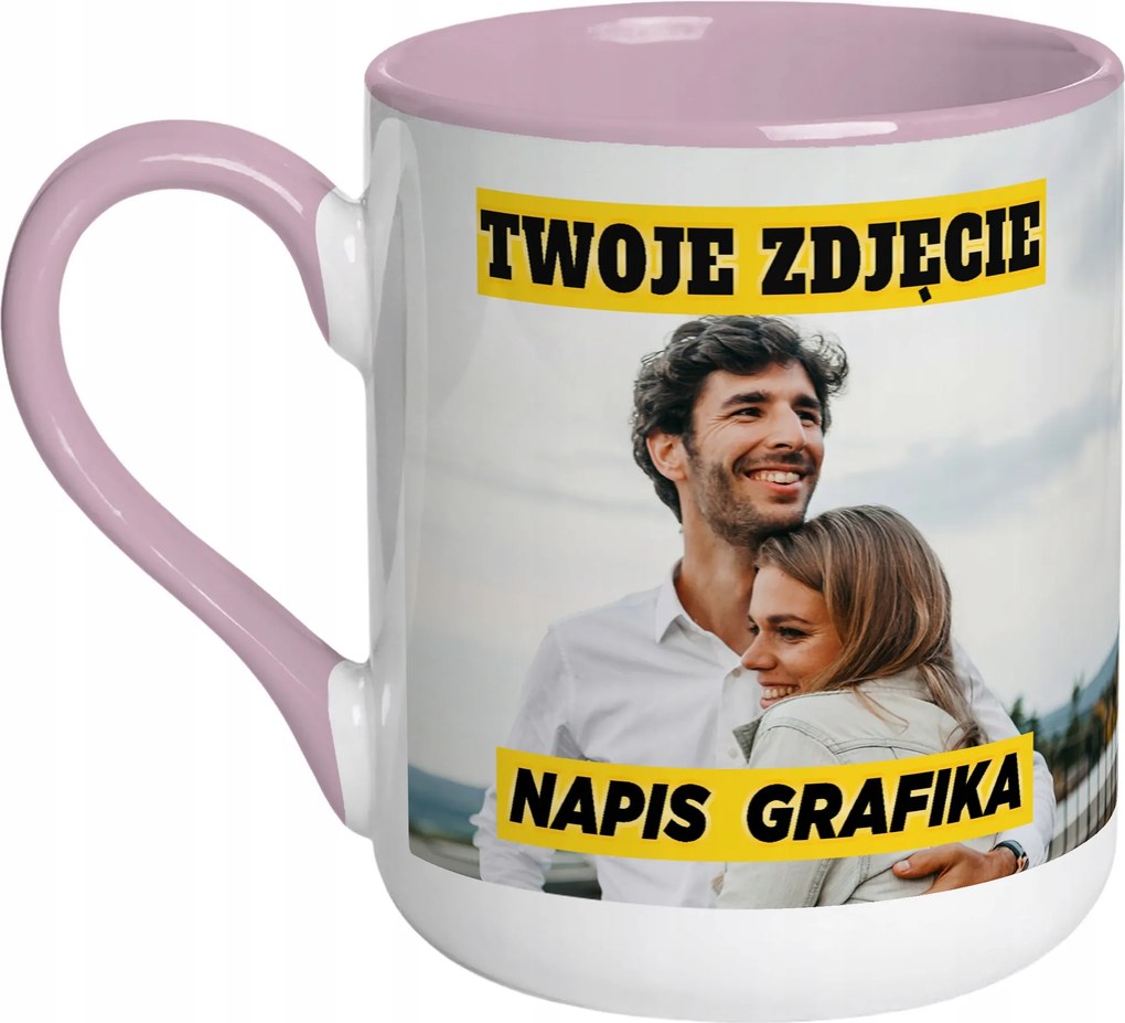 Kávés bögre Rózsaszín saját fényképes felirattal Személyre szabott