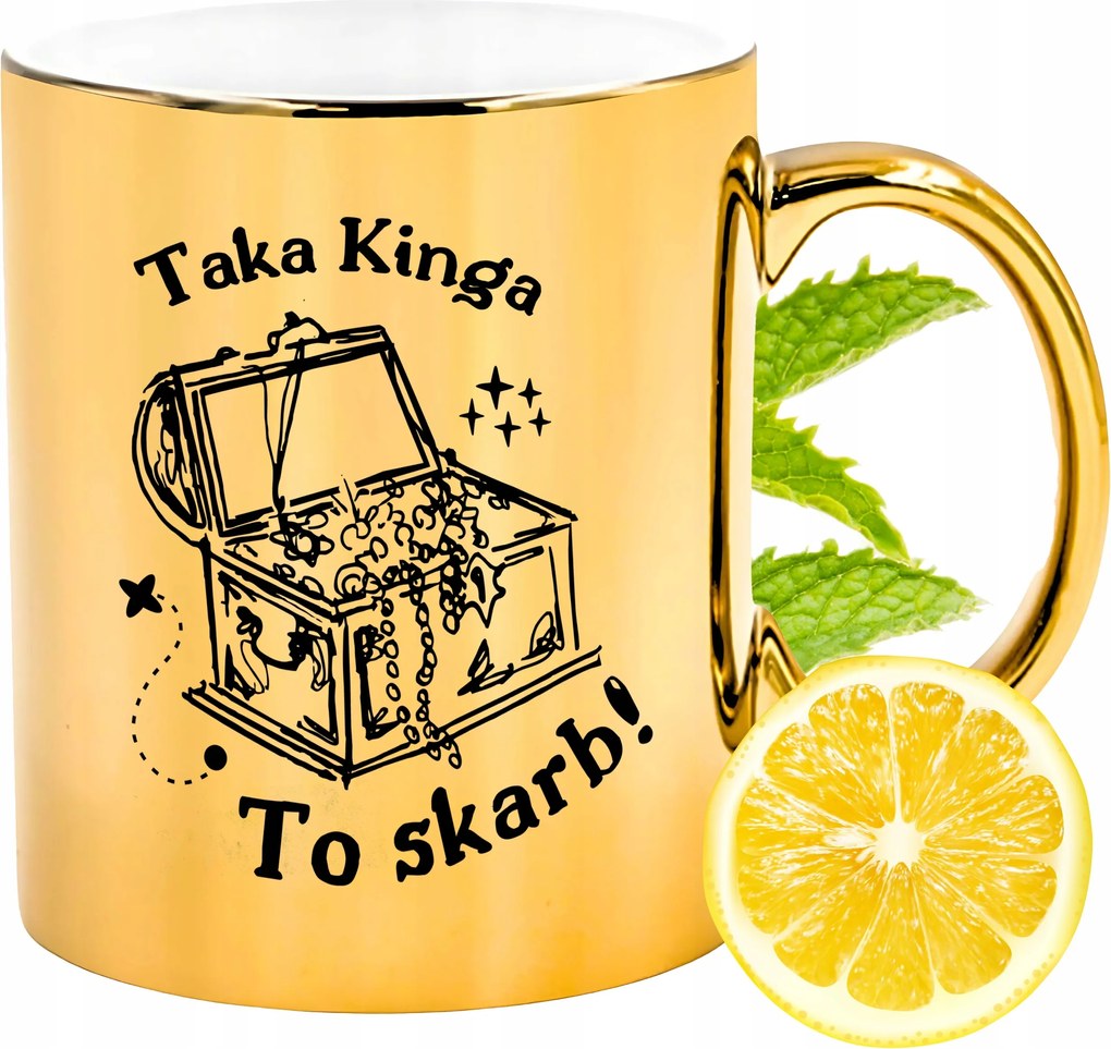 Prémium Arany Csillogó Bögre Kinga Ajándék Nyomtatott Fotóval