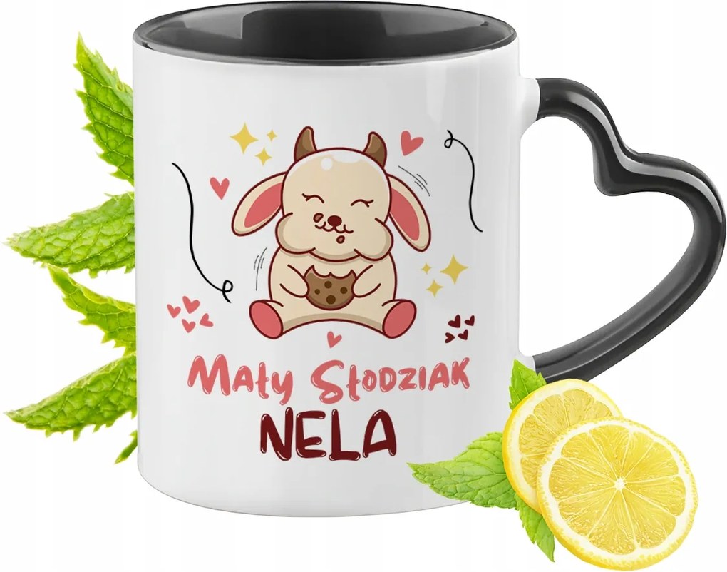 Fekete Bögre Szív Alakú Füllel Nelinek Ideális Ajándék