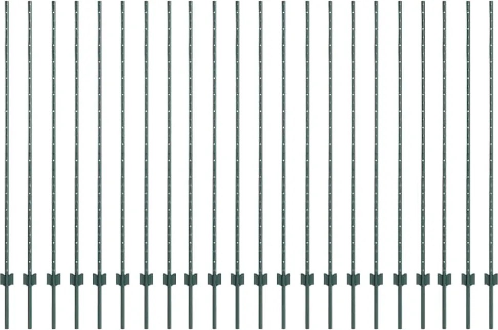 vidaXL Kerítésoszlop 22 pcs Zöld 200 cm Acél