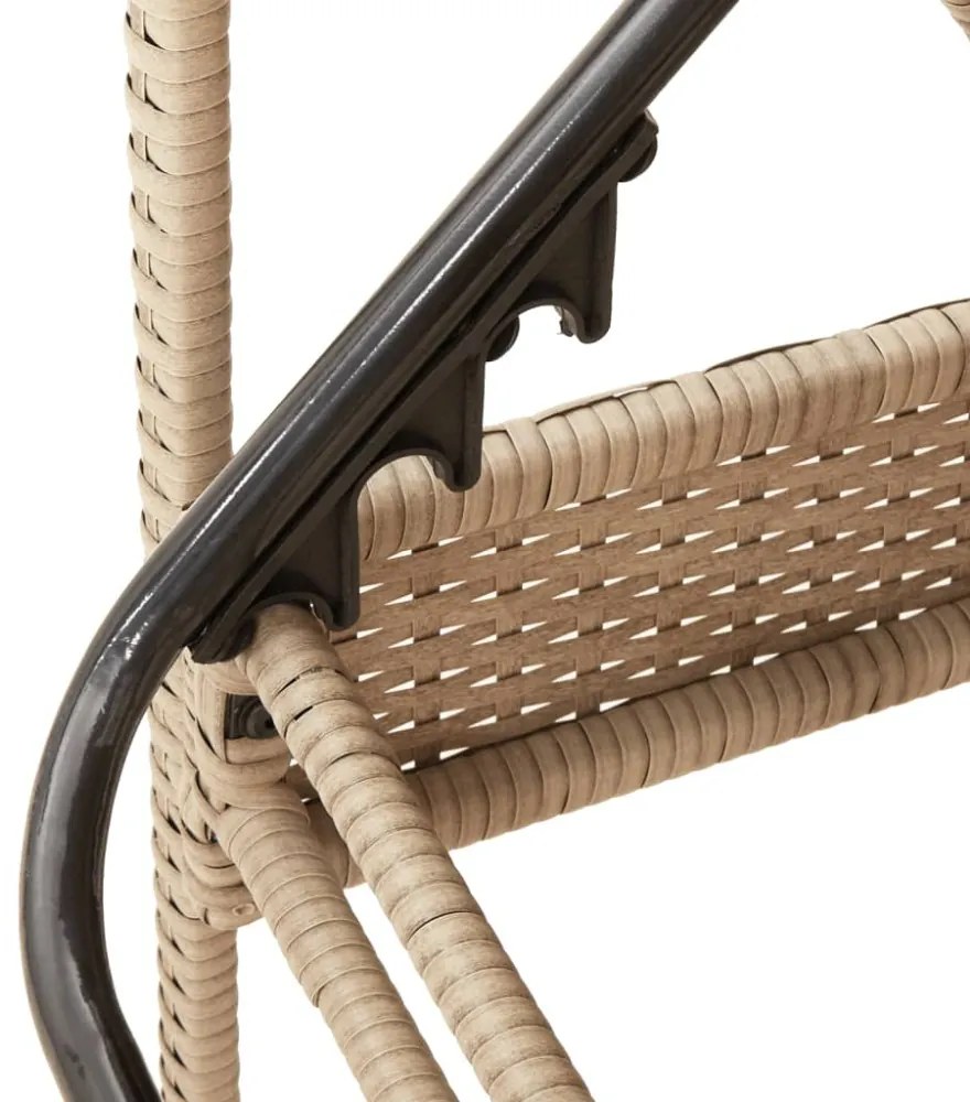 bézs polyrattan napozóágy párnával 63x200x81 cm