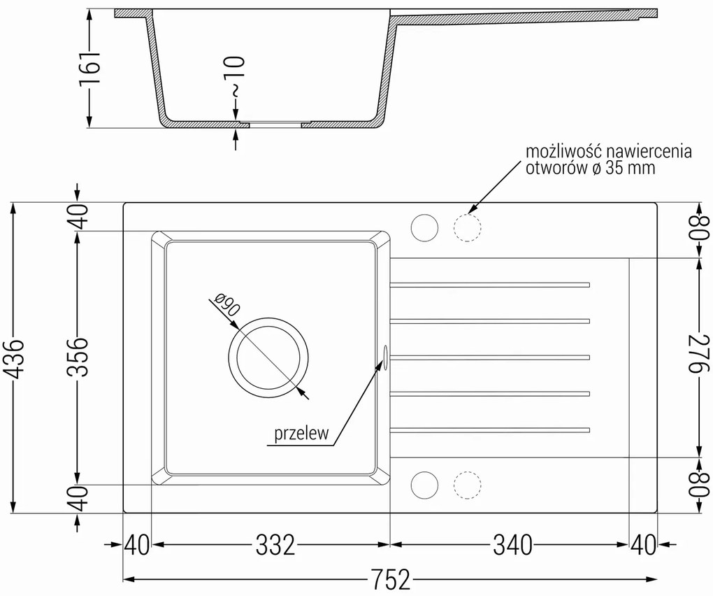 Mexen Pablo, gránit mosogató 752x436x161 mm, 1 kamrás és Aster mosogató csaptelep, bézs, 510-69-73450-57-G