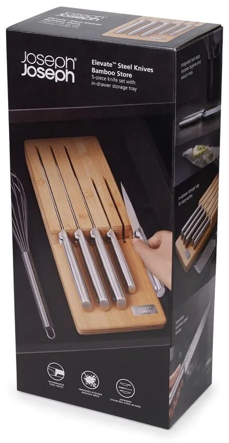 Rozsdamentes acél kés készlet tartóval 5 db-os Elevate Bamboo – Joseph Joseph