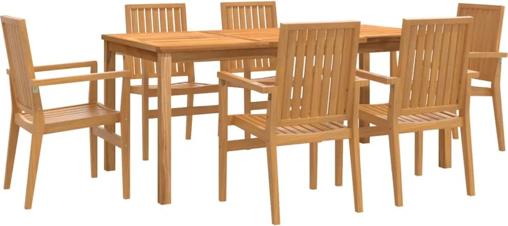 vidaXL 7 részes tömör tíkfa kerti étkezőgarnitúra