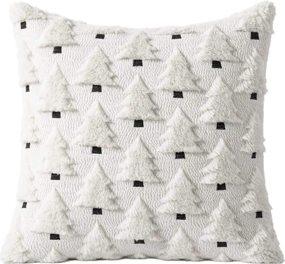 Dekoratív párnahuzat 45x45 fehér karácsonyfa fatörzs 3D kanapéra Jancsi