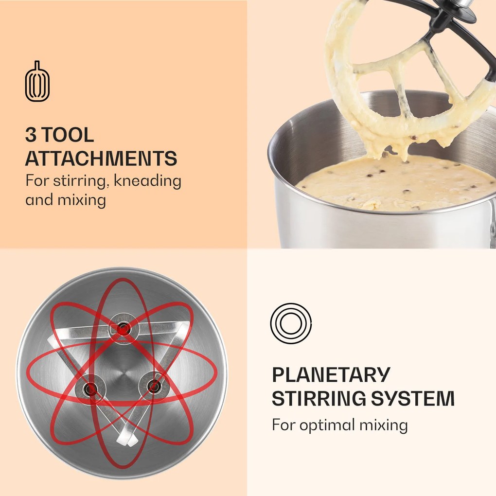 Klarstein Lucia Elegance, konyhai robotgép, mixer, húsdaráló, 1800 W, BPA mentes