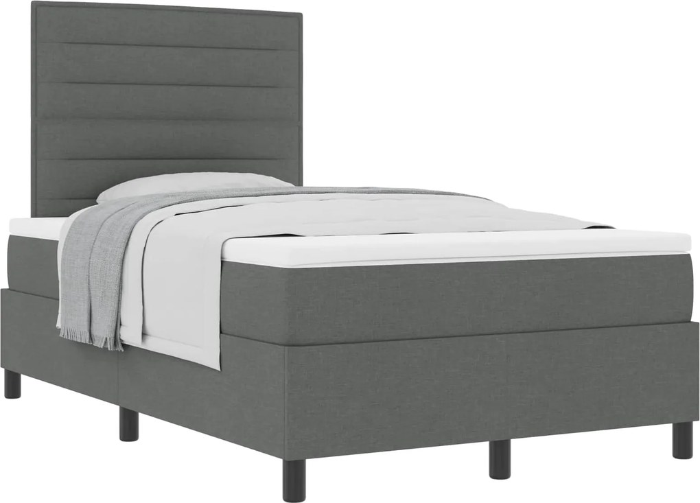 vidaXL Boxrugós ágy matracmal Sötétszürke 120 x 190 cm szövet