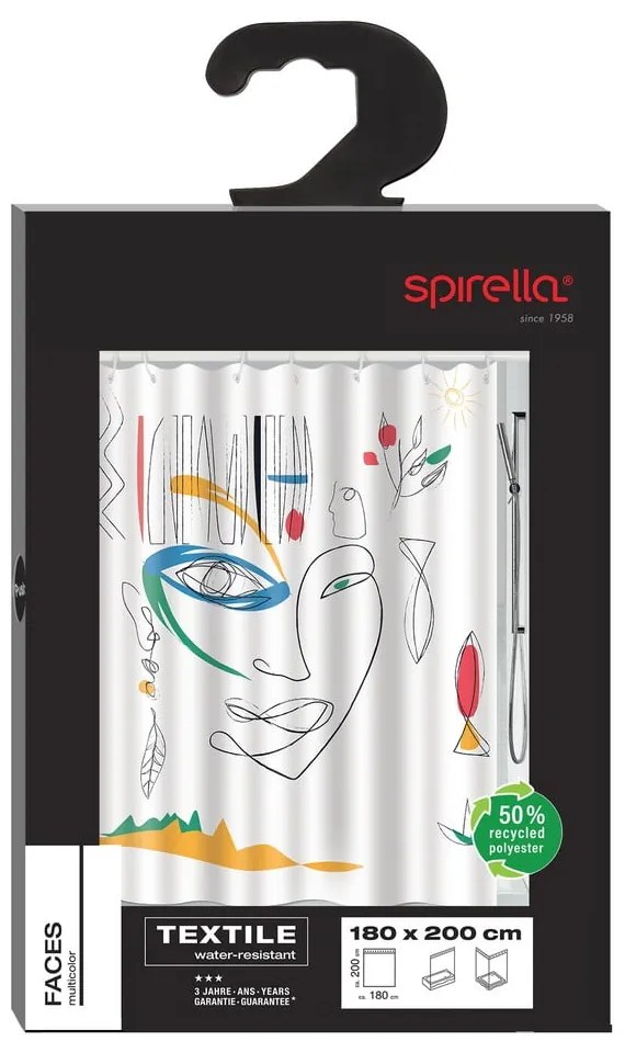 Zuhanyfüggöny 180x200 cm Faces – Spirella