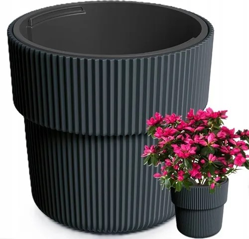 Műanyag Kaspó Fekete 30X28,5CM 14L Űrtartalom Kerek Milly Lengyel Termék