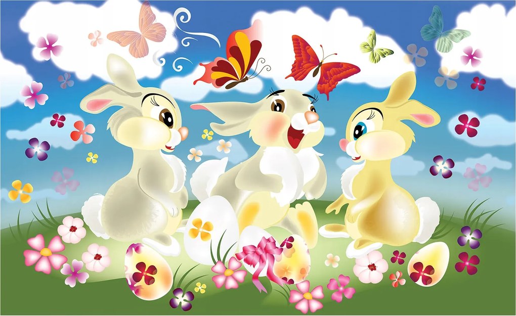 Húsvéti nyuszik és barátok fotótapéta gyerekeknek 208x146 +ragasztó