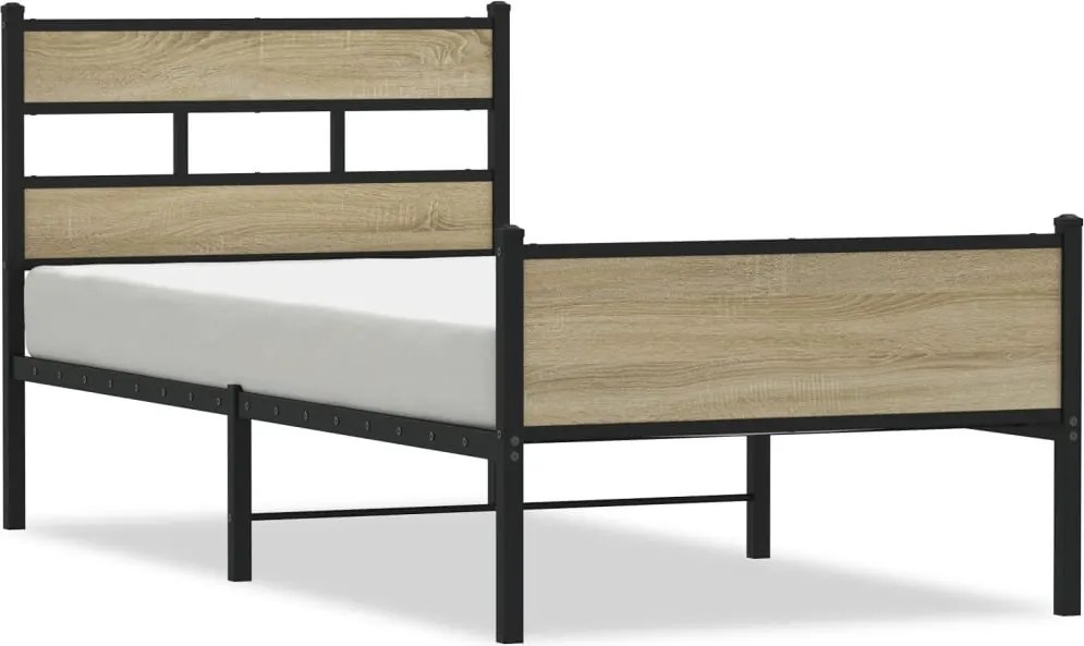 vidaXL sonoma tölgy színű szerelt fa ágykeret matrac nélkül 107x200 cm