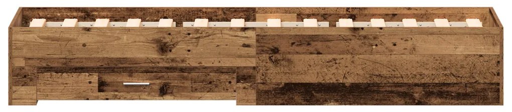 Ágykeret fiókokkal fiókkal Régi fa 90 x 200 cm Faanyag