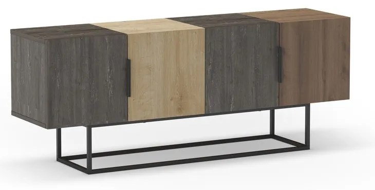 Barna-natúr színű TV-állvány tölgyfa dekorral 140x55 cm Titan – Marckeric