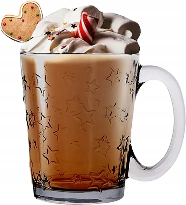 Üveg bögre kávés pohár tea füllel Leon Csillag 300ml