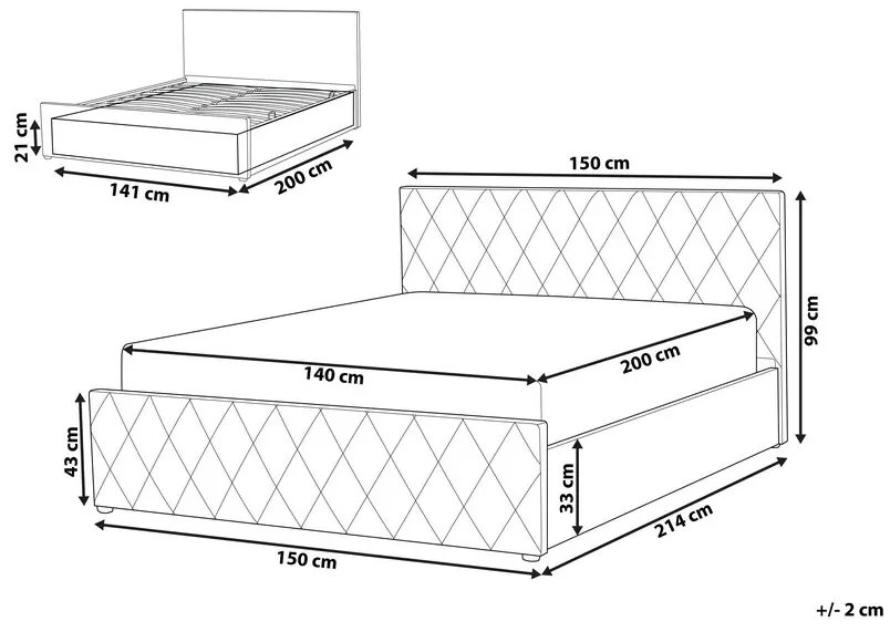 Franciaágy 140 cm Rhiannon (zöld) (ágyráccsal és matraccal). 1075608