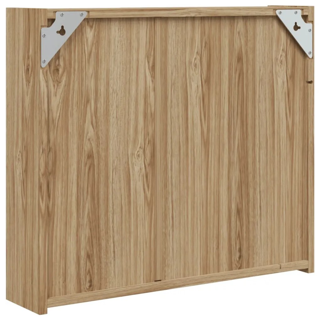 tölgyszínű tükrös fürdőszobaszekrény LED-del 60 x 13 x 52cm