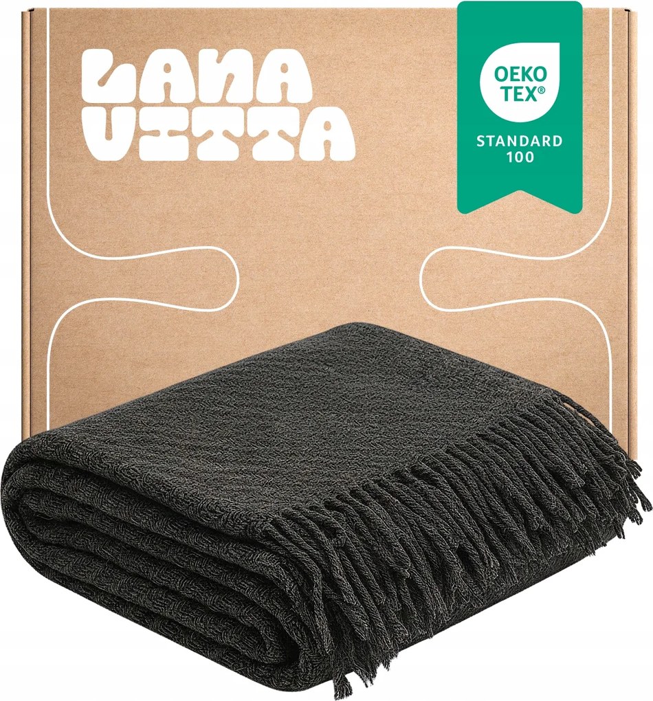 Félgyapjú takaró Szimfónia Ágytakaró Pléd Sötétszürke 140х200 cm