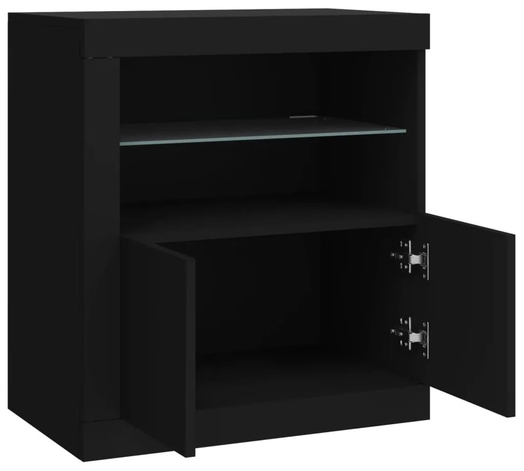 fekete tálalószekrény LED-világítással 60,5 x 37 x 67 cm