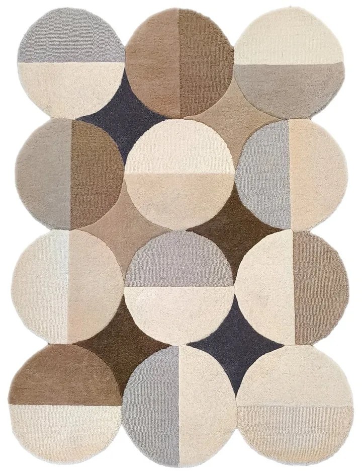 Szürkésbézs kézi szövésű gyapjú szőnyeg 160x230 cm Mia Ellipse – Flair Rugs