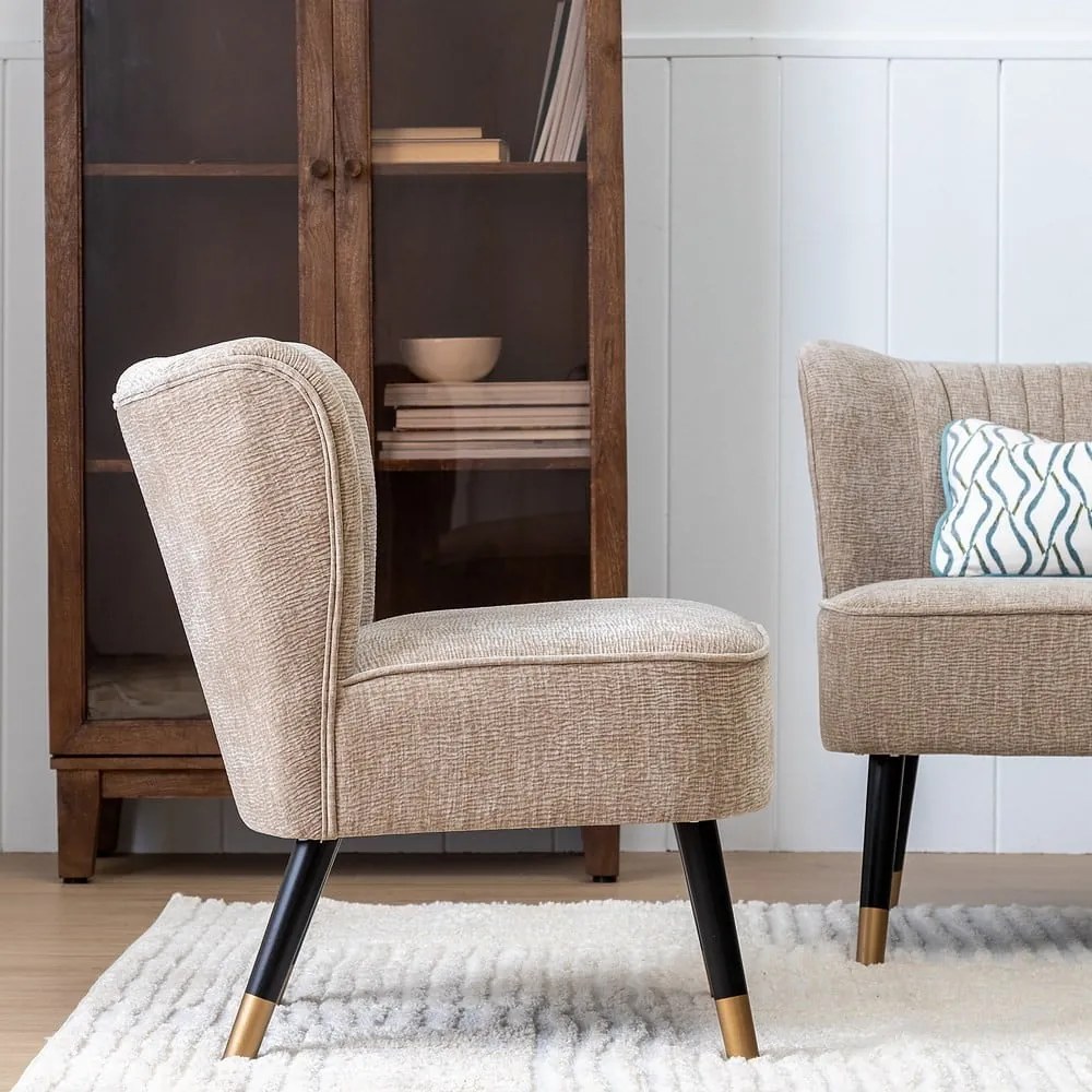 Bézs zsenília fotel Glam – Ixia