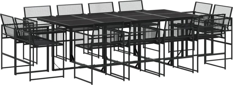 vidaXL 13 részes fekete polyrattan kerti étkezőgarnitúra